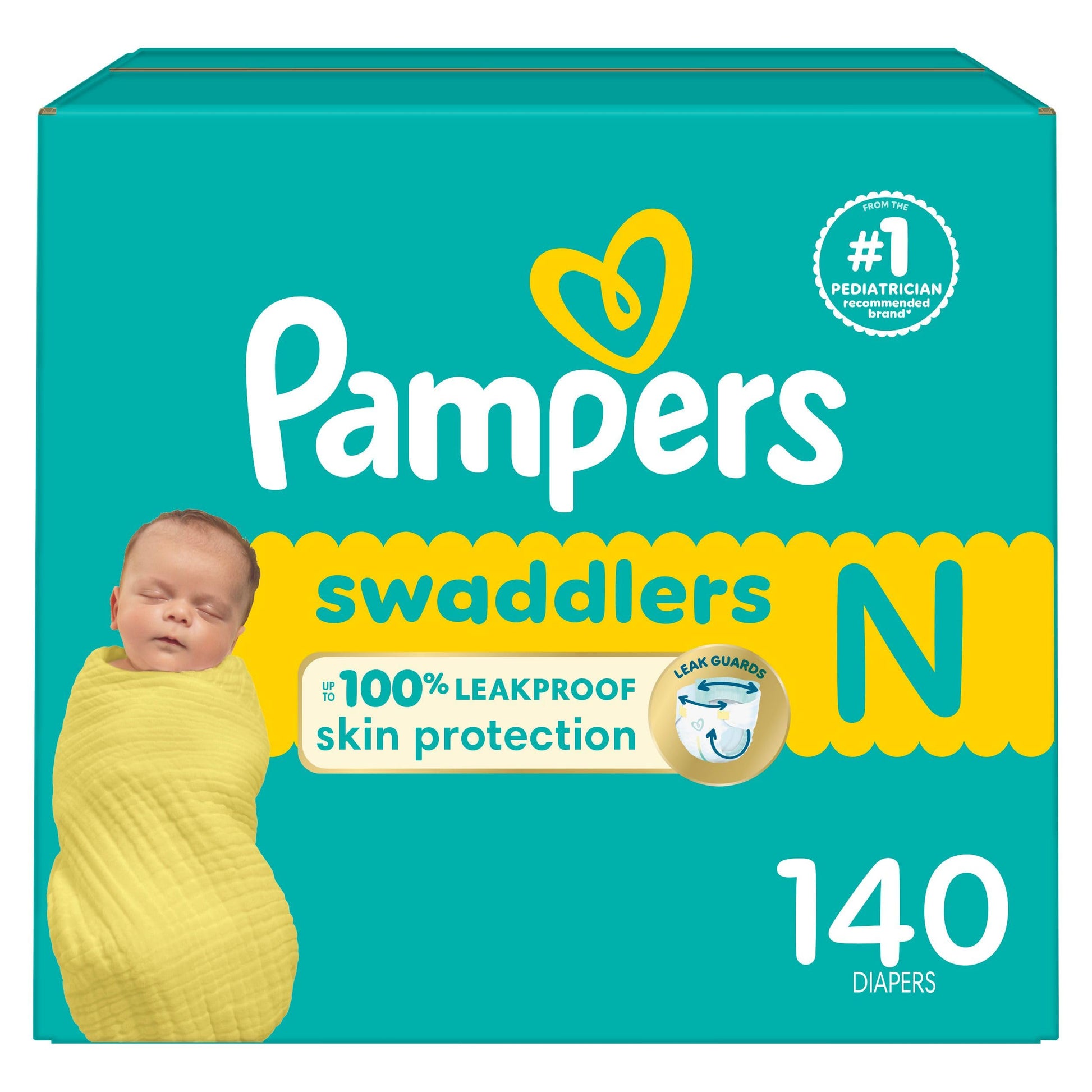 Pampers Baby Diapers - Swaddlers - Size 0, 140 Count, Ultra Absorbent Disposable Newborn Diaper