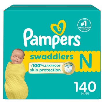 Pampers Baby Diapers - Swaddlers - Size 0, 140 Count, Ultra Absorbent Disposable Newborn Diaper