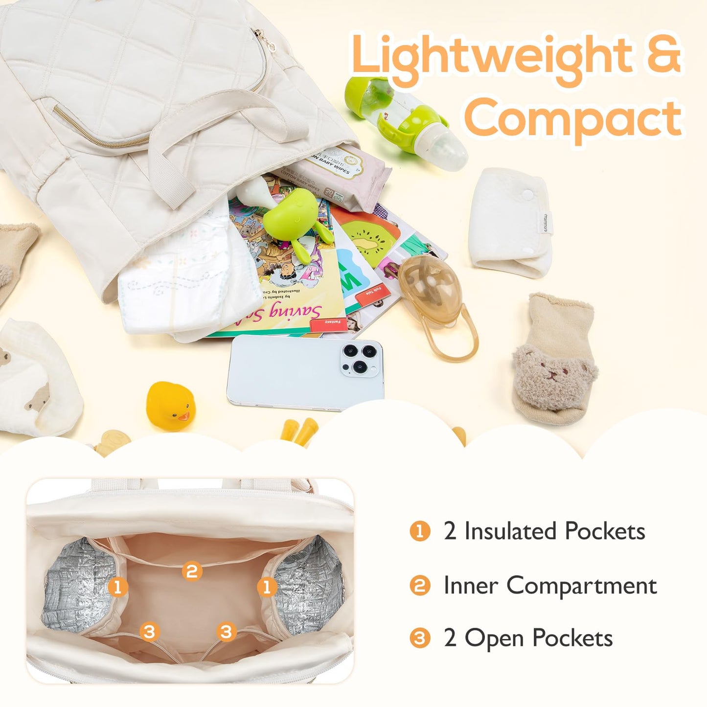 Mommore Quilted Diaper Bag Backpack, Small Baby Bags, Lightweight Mini Diaper Backpack For Travel, With Insulated Pockets, Chang
