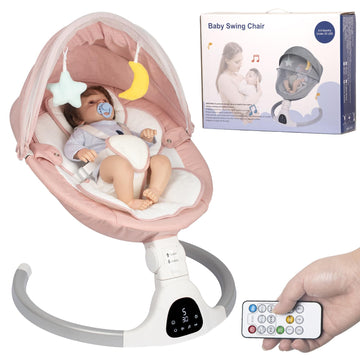 JFOVMCYG Electric Baby Swing for Infants, with Bluetooth Remote Control Timing Function and 10 Music 5 Swing Speeds 3 Seat Posit