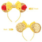 Razko Headband, Sparkle Belle Minnie Ears, Gold-Red Flower, Hairband For Disney Fans, Unisex-Kids, Unisex-Adults