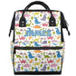 SPYORBKX Custom-Diaper-Backpack for Baby Boys Dinosaur Nappy Backpack with Baby Name 11x7x15.7 inches Mommy Bag