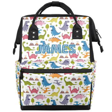 SPYORBKX Custom-Diaper-Backpack for Baby Boys Dinosaur Nappy Backpack with Baby Name 11x7x15.7 inches Mommy Bag
