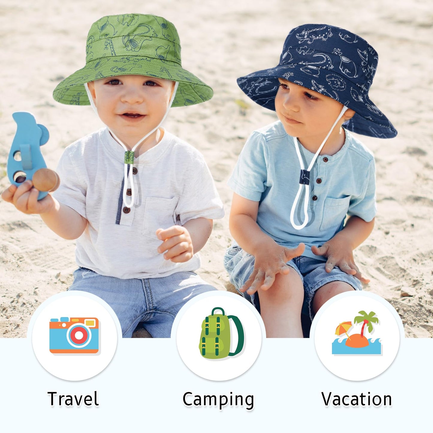 Durio Toddler Bucket Sun Hat Baby Hats Boys Summer Hats For Kids Gifts Green 3-6 Months