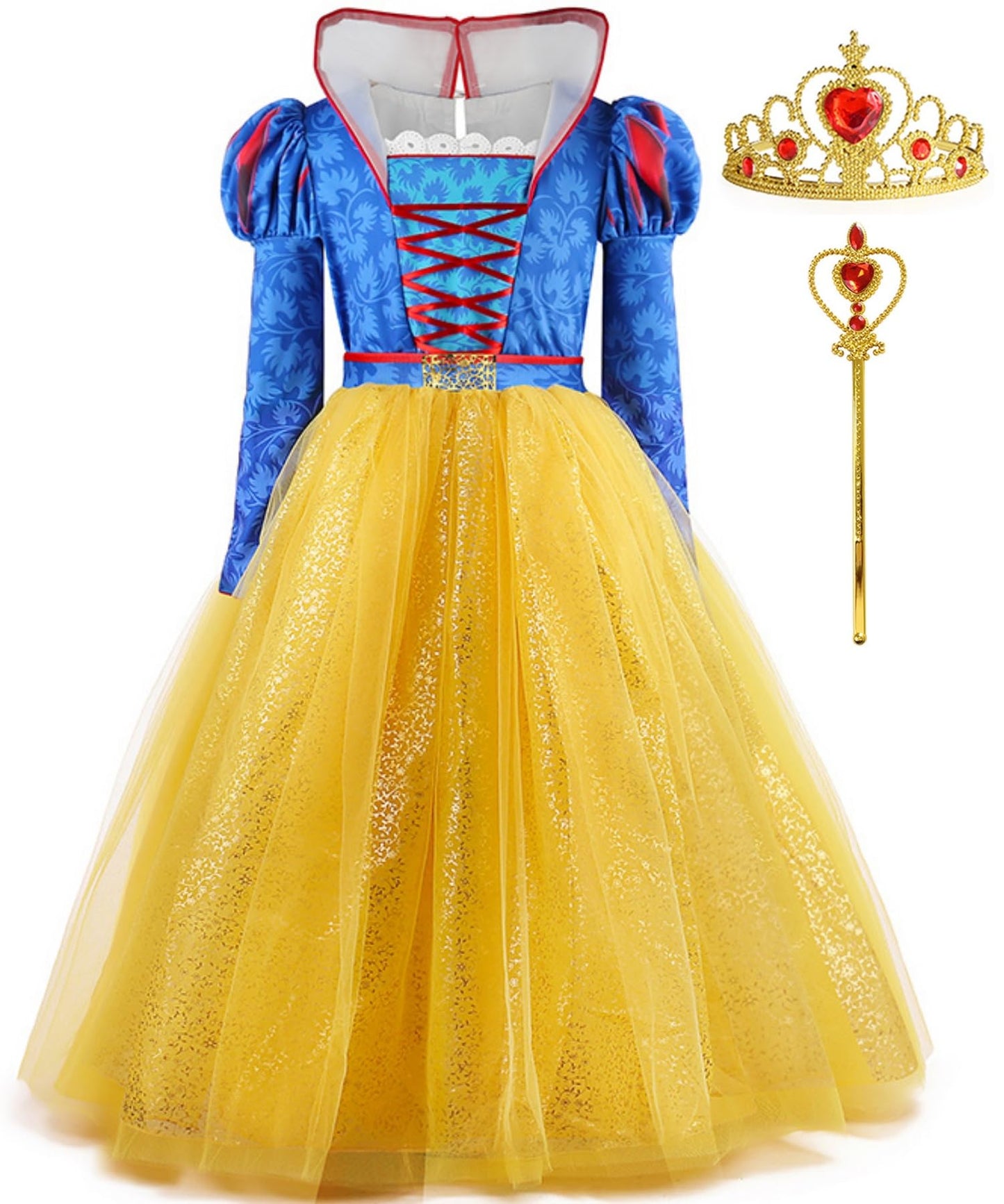 Xefenki Princess Costume Dress for Girls Halloween Cosplay Birthday Party Outfit With Crown Wand