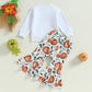 Wybzd Toddler Baby Girl Halloween Outfit Pumpkin Pie Crewneck Sweatshirt Shirt Top Bell-Bottom Pants Sets Cute Fall Clothes Pump