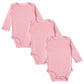 Jwwn 3 Pack Baby Girls Long Sleeve Onsies 100% Cotton Solid Color Infant Bodysuit,(Pink,18M)