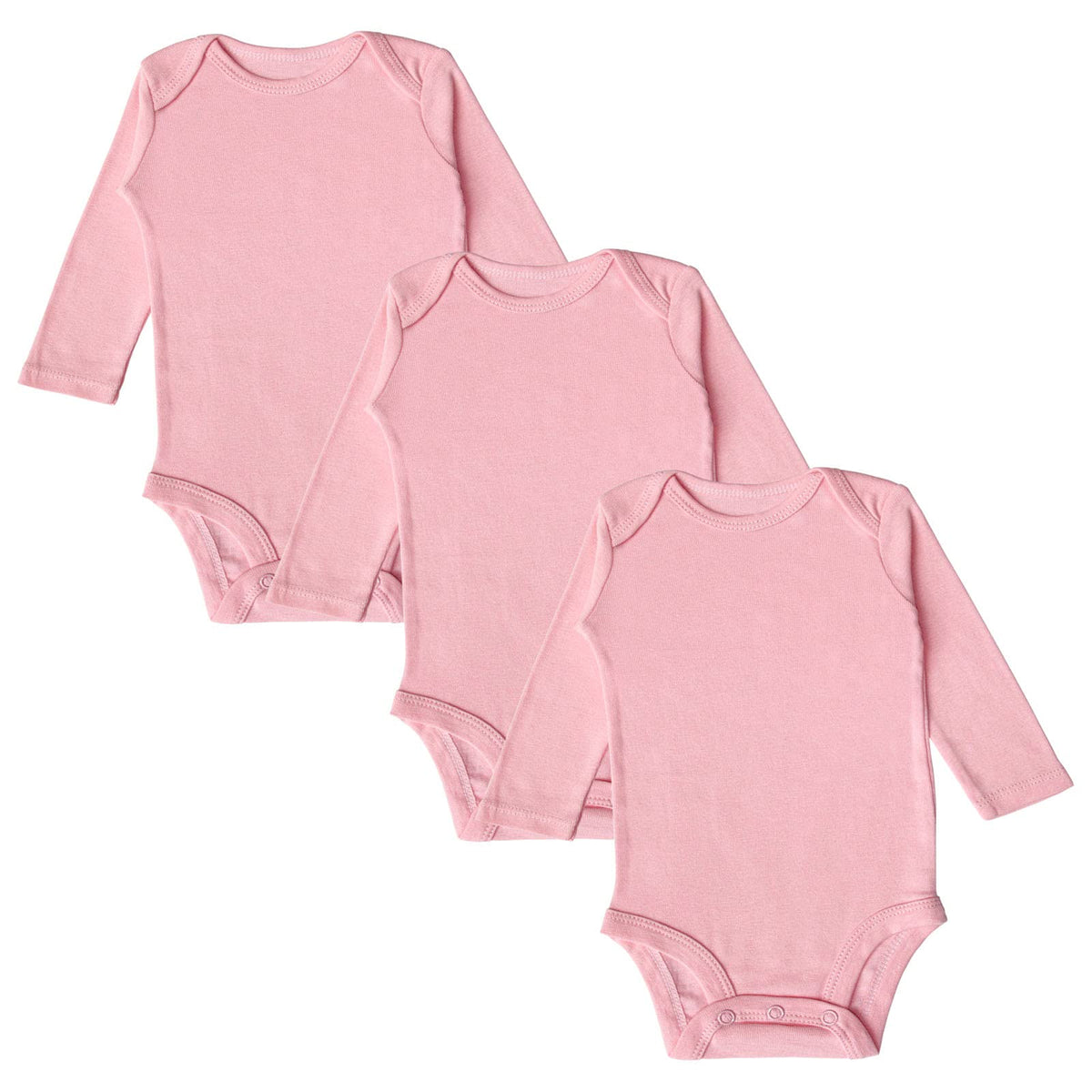 Jwwn 3 Pack Baby Girls Long Sleeve Onsies 100% Cotton Solid Color Infant Bodysuit,(Pink,18M)