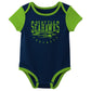 Outerstuff Nfl Newborn Baby And Infant Short Sleeve Bodysuit Variety 3-Pack - Seattle Seahawks, 6-9M