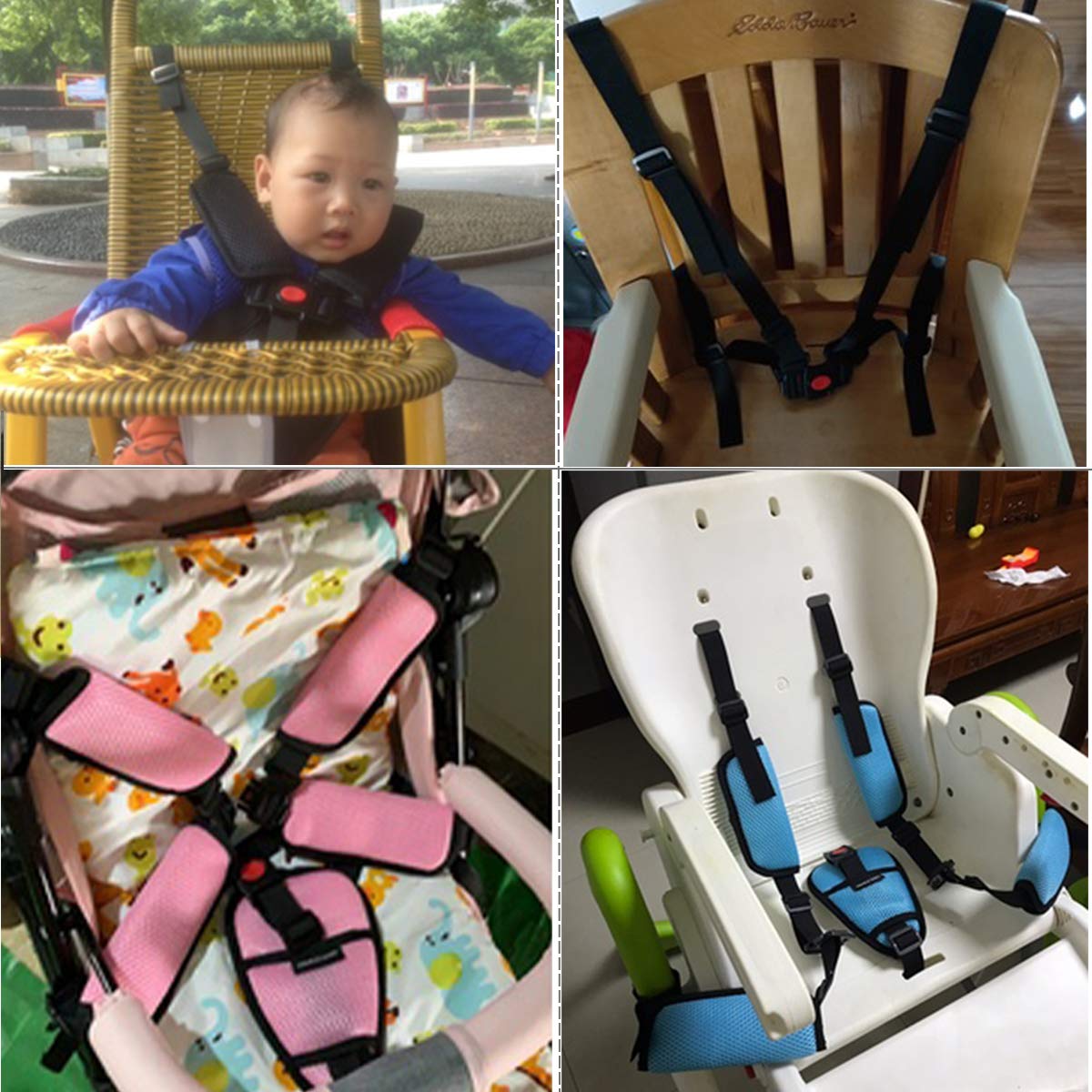 Zarpma Baby 5 Point Harness Belt Adjustable Strap 2.5Cm Width For Stroller High Chair Pram Buggy Children Kid Pushchair