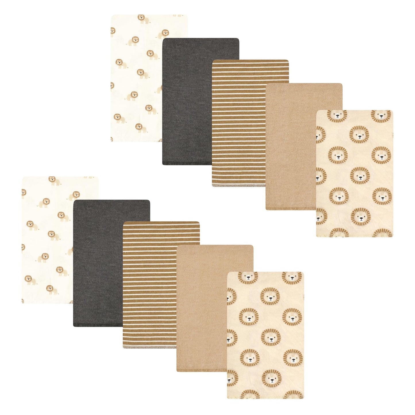 Hudson Baby Unisex Baby Cotton Flannel Burp Cloths, Brave Lion 10-Pack, One Size