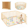 Wooden Baby Playpen With Door, Changeable & Expandable Play Fence For Toddlers, Large Wood Playpen Safety Baby Gate Playard, Saf