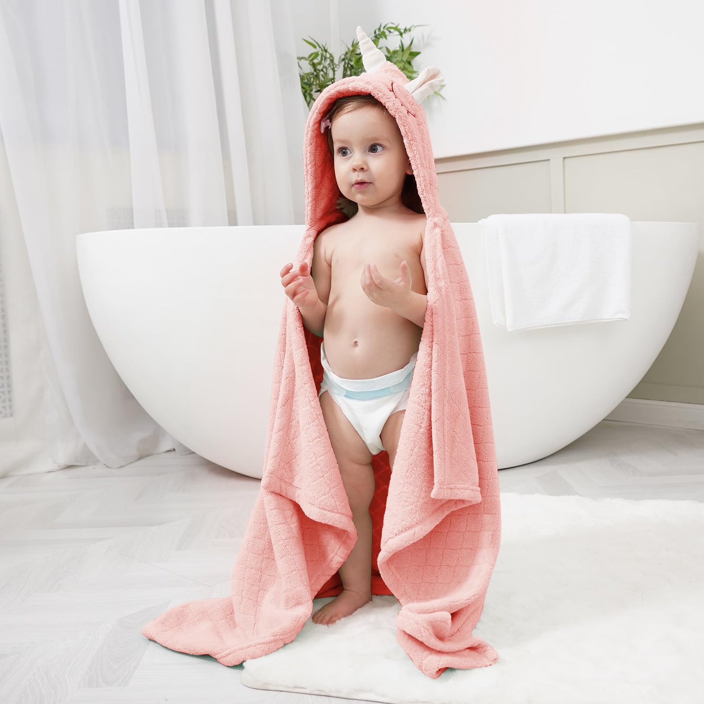 Fubanray Hooded Baby Towels Girl Baby Bath Towels Toddler Towels For Girl 0-5 Years, 2-Pack Ultra Soft & Absorbent Baby Girl Bat