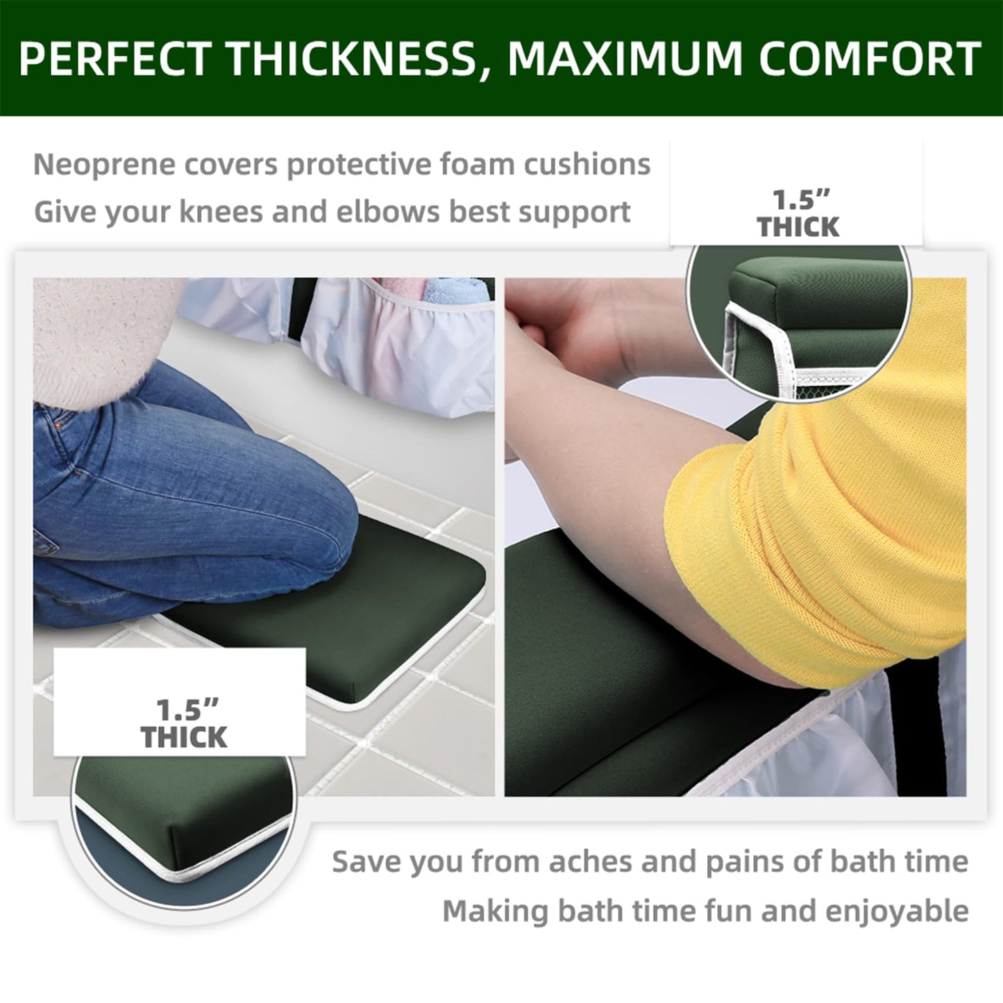 Bath Kneeler And Elbow Rest Set Baby Bath Kneeling Pad, Thick Anti-Slip Bathing Kneeling Mat Cushion Quick Drying Bathtub Knee S