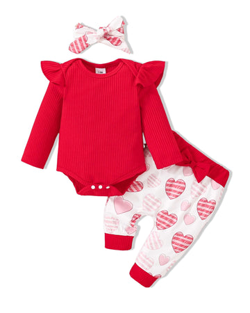 12-Month Valentine'S Outfiys My 1St Valentine'S Day Outfit Toddler Girl Clothes Baby Romper 12 Months Red Headband