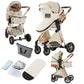 2 in 1 Baby Stroller with Bassinet, Convertible Pram, Reversible Standard Baby Stroller, Portable Baby Buggy, Infant Carriage, F