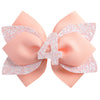 Glitter Birthday Hair Bow for Baby Girls 1 2 3 4 5 6 Years Peach Party Decoration Hair Accessories for Four 4th Birthday