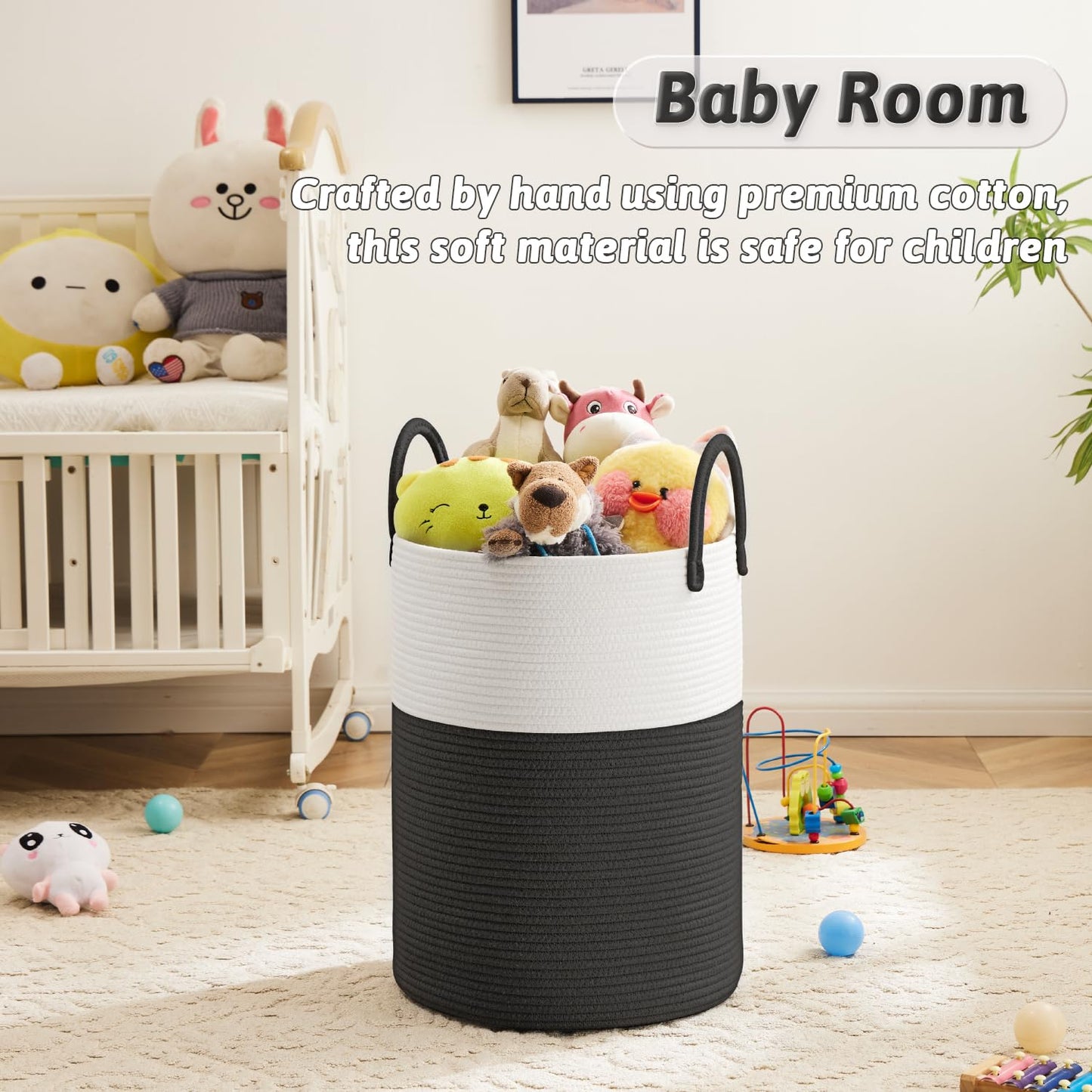 Artfeel Laundry Basket,Woven Cotton Rope Laundry Hamper,80L For Decorative Storage Of Dirty Clothes,Toys And Blankets In Bathroo