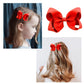 6 Pcs 3' Grosgrain Ribbon Hair Accessories - Alligator Clips, Solid Color Toddler Hair Bows (Red)