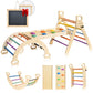 Bluewood Pikler Triangle Set Rainbow Pikler Climbing Set For Toddlers, Foldable Baby Climbing Toys, Wooden Montessori Climbing S