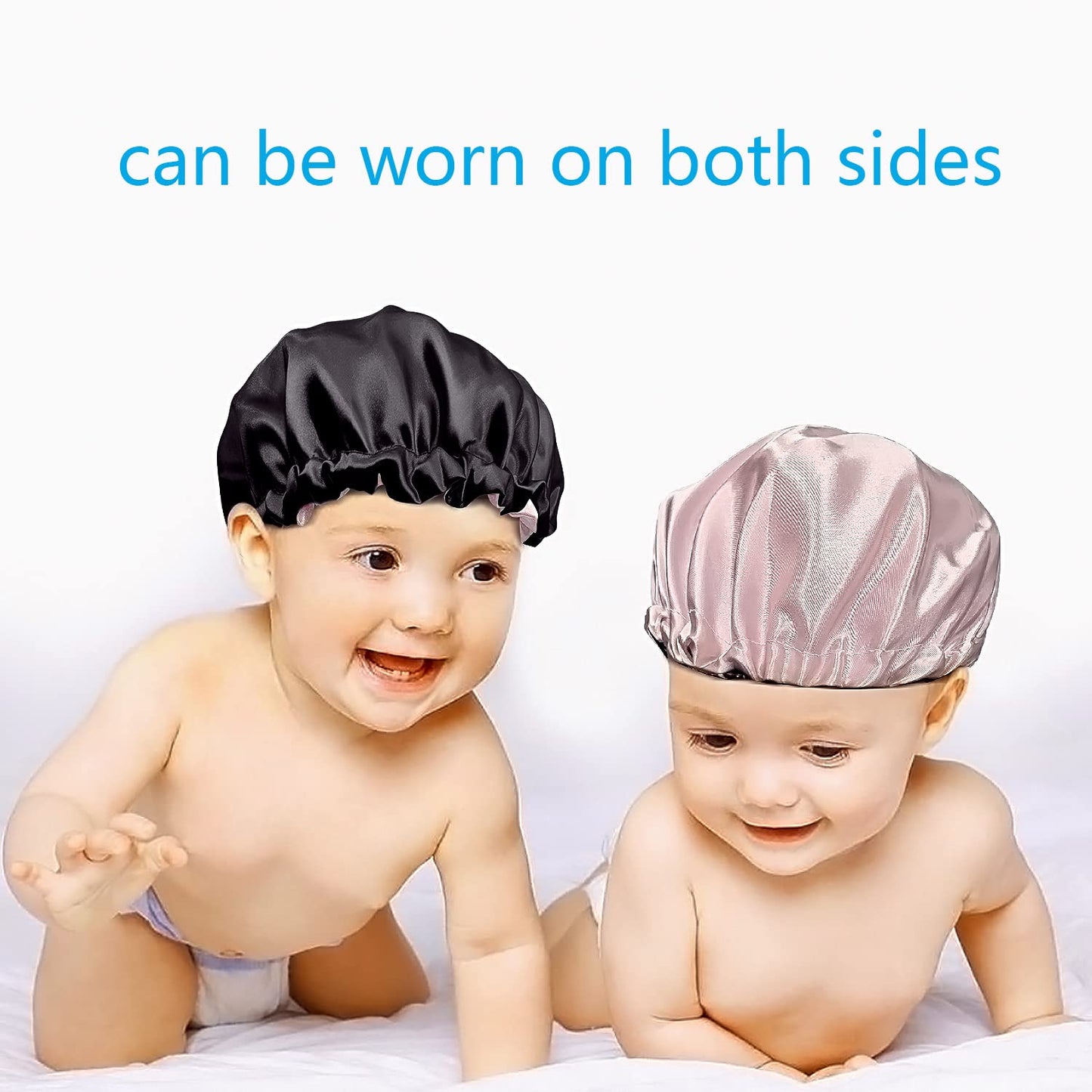 3 Pieces Kids Satin Bonnet, Reversible Silk Bonnet For Teens Toddler Child Baby(Black,Blue,Yellow)