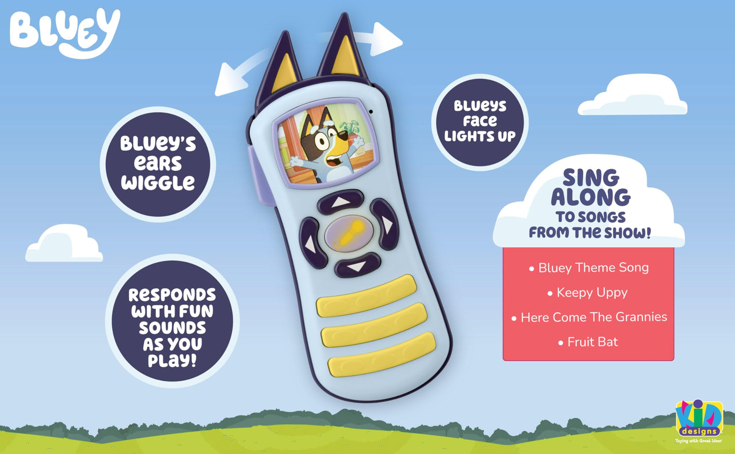 eKids Bluey Toy Remote Control for Toddlers with Built-in Music and Sound Effects, Musical Toy for Fans of Bluey Toys