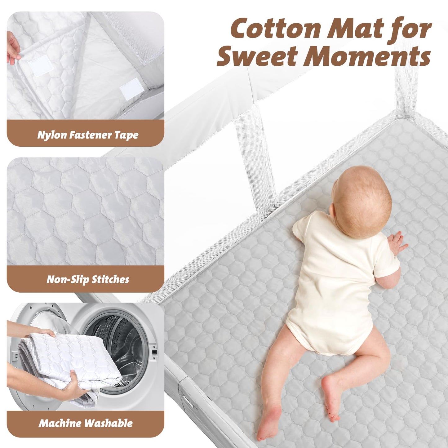 Joyibay Foldable Baby Playpen, 47X47 Portable Baby Playpen With Mat,Baby Playard,Baby Play Fence,Playpen For Babies Toddlers 1-3