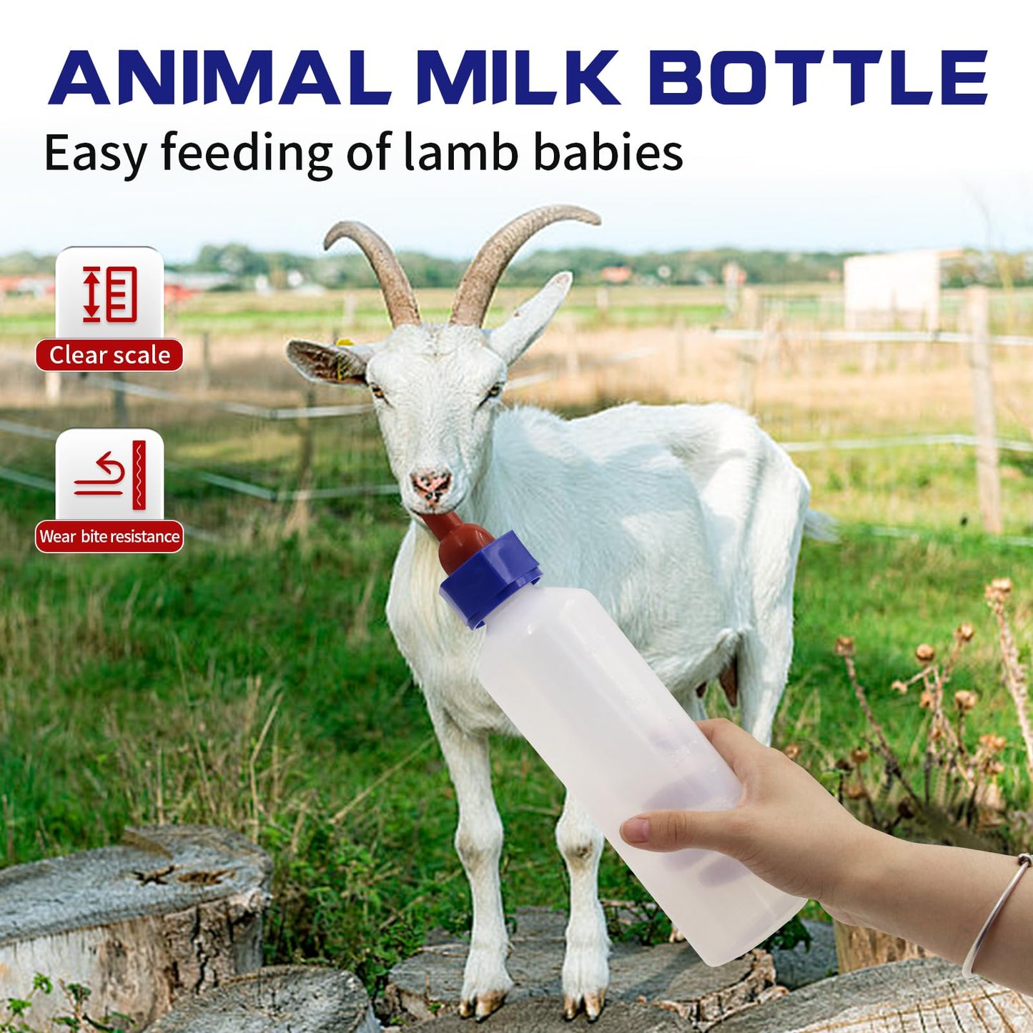 1000Ml Baby Lamb Milk Feeder Bottle With Handle And Detachable Nipple,Calf Sheep Lamb Bottles For Baby Lambs Feeding Nursing Bot