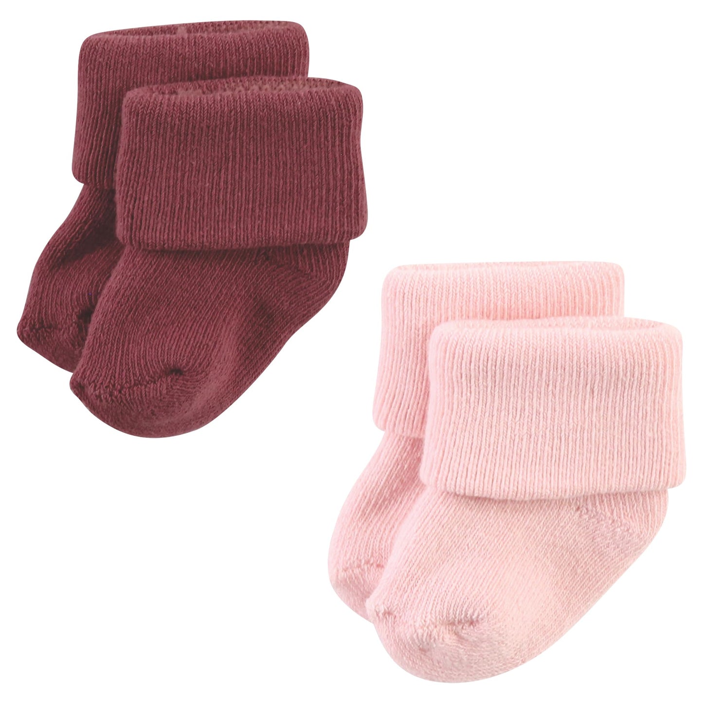 Hudson Baby Unisex Baby Cotton Rich Newborn And Terry Socks, Solid Pink Neutral, 6-12 Months
