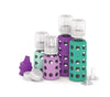 Lifefactory 4 Bottle Starter Set (2) 4-Ounce Baby Bottle In Mint/Lavender (2) 9-Ounce Baby Bottle In Kale/Grape (2) Flat Caps (2