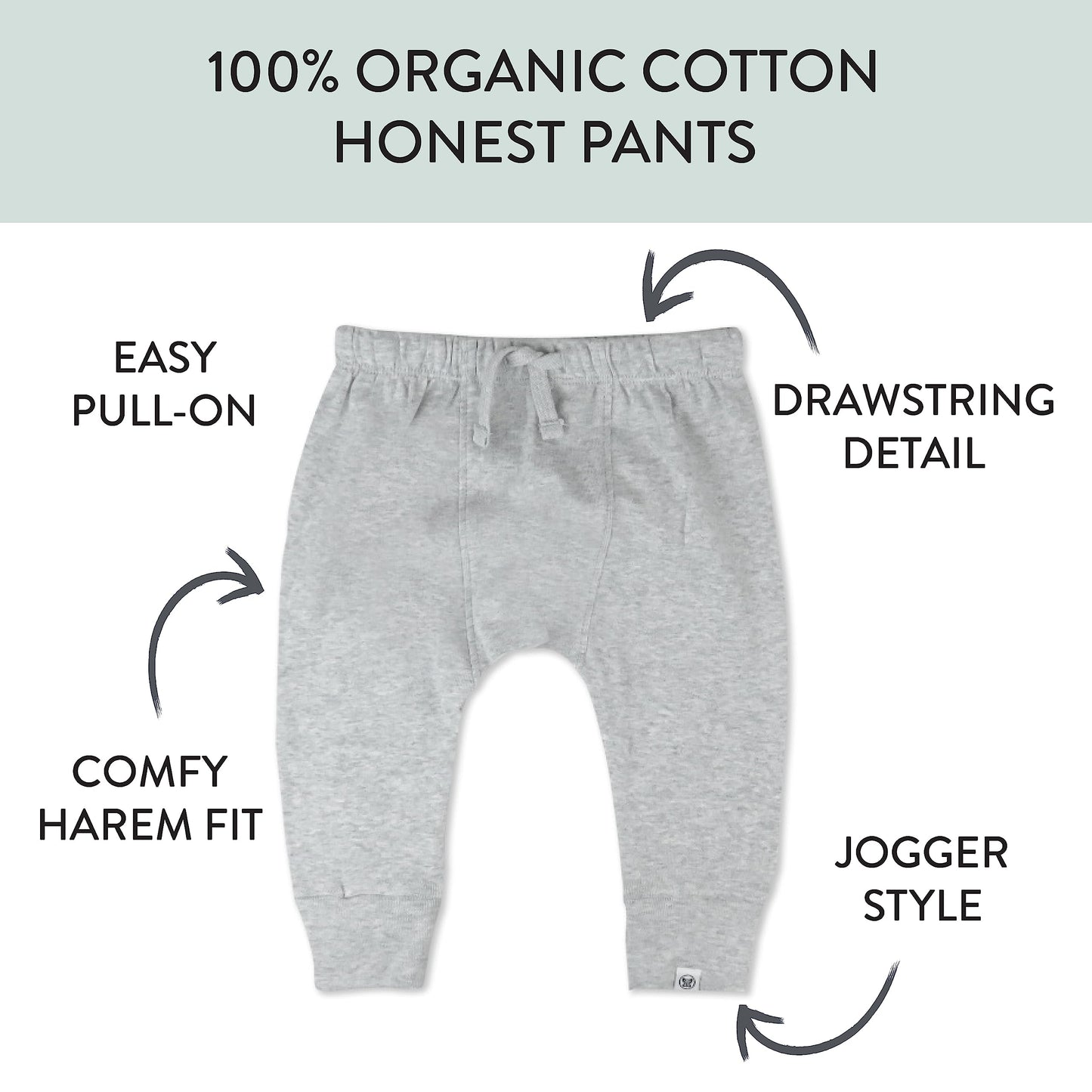 Honestbaby Multipack Honest Pants Joggers Pull On 100% Organic Cotton For Infant Baby And Toddler, Boys, Girls, Unisex, Blue Lio