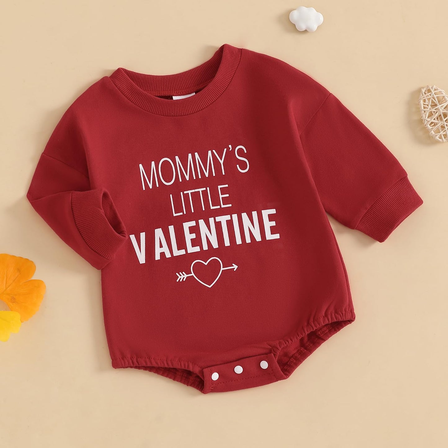 Eadrioss Newborn Baby Boy Girl Valentine Outfit - Mommy'S/Daddy'S Bubble Romper Sweatshirt - Infant Valentine Clothes (Red, 18-2