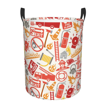 Pevtufa Firefighter Icons Foldable Laundry Basket Organizer,Fabric Clothes Toy Storage Basket Nursery Hamper Storage Bin For Hou
