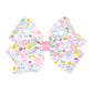 Wee Ones Girls' Easter Print Grosgrain Hair Bow On Wee Stay No-Slip Clip, Handmade, Medium, Spring Multicolor Print
