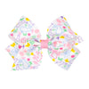 Wee Ones Girls' Easter Print Grosgrain Hair Bow On Wee Stay No-Slip Clip, Handmade, Medium, Spring Multicolor Print