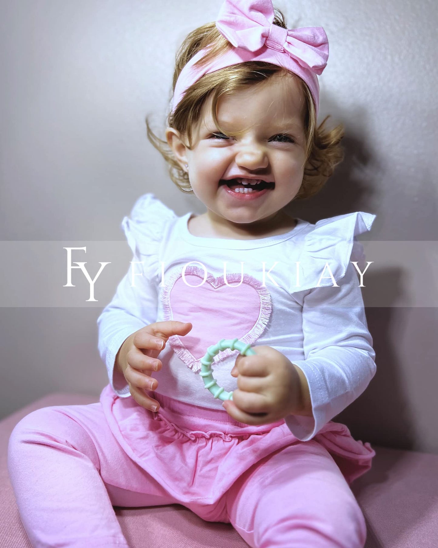 Fioukiay 12-18 Months Baby Girls Valentine'S Day Love Tirm Heart Bodysuit Clothes Valentines Day Outfit Clothing Set (Pink, 12-1