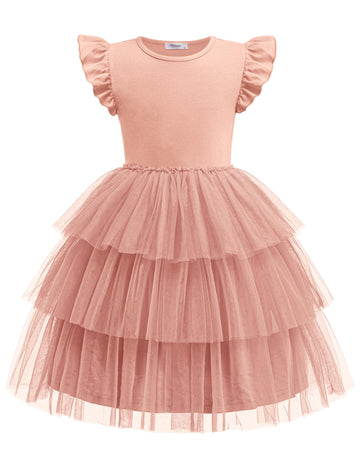 Arshiner Toddler Tutu Dresses Summer Dress Cute Pink Valentine Tulle Sundress For Little Girls 3-4 Years