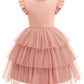 Arshiner Toddler Tutu Dresses Summer Dress Cute Pink Valentine Tulle Sundress For Little Girls 5-6 Years