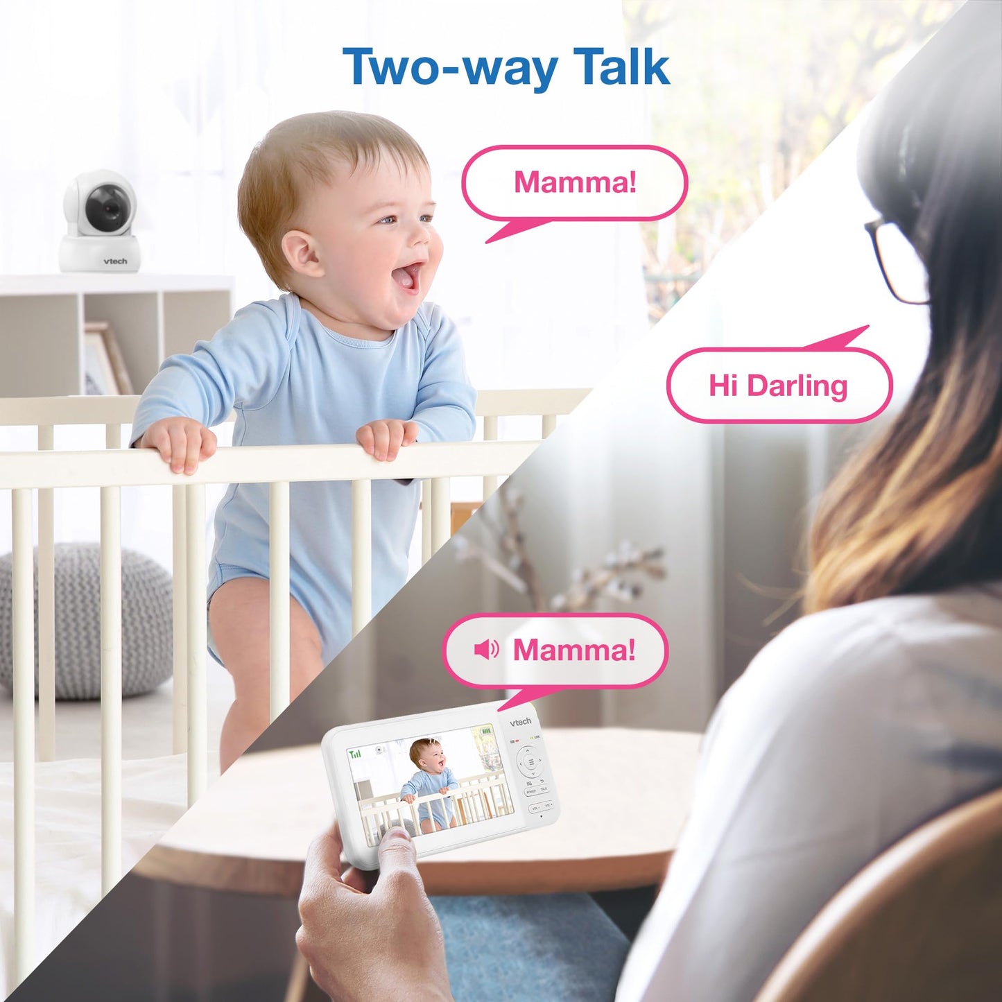 VTech Video Baby Monitor with 5 LCD Screen, Up to 17Hrs Video & 31Hrs Audio Battery Life, Night Vision, 1000ft Range, Pan-Tilt-Z