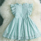 Bgfks Baby Girl Tutu Dress Elegant Lace Pom Pom Flutter Sleeve With Flower Headband Set(Light Blue,2T)
