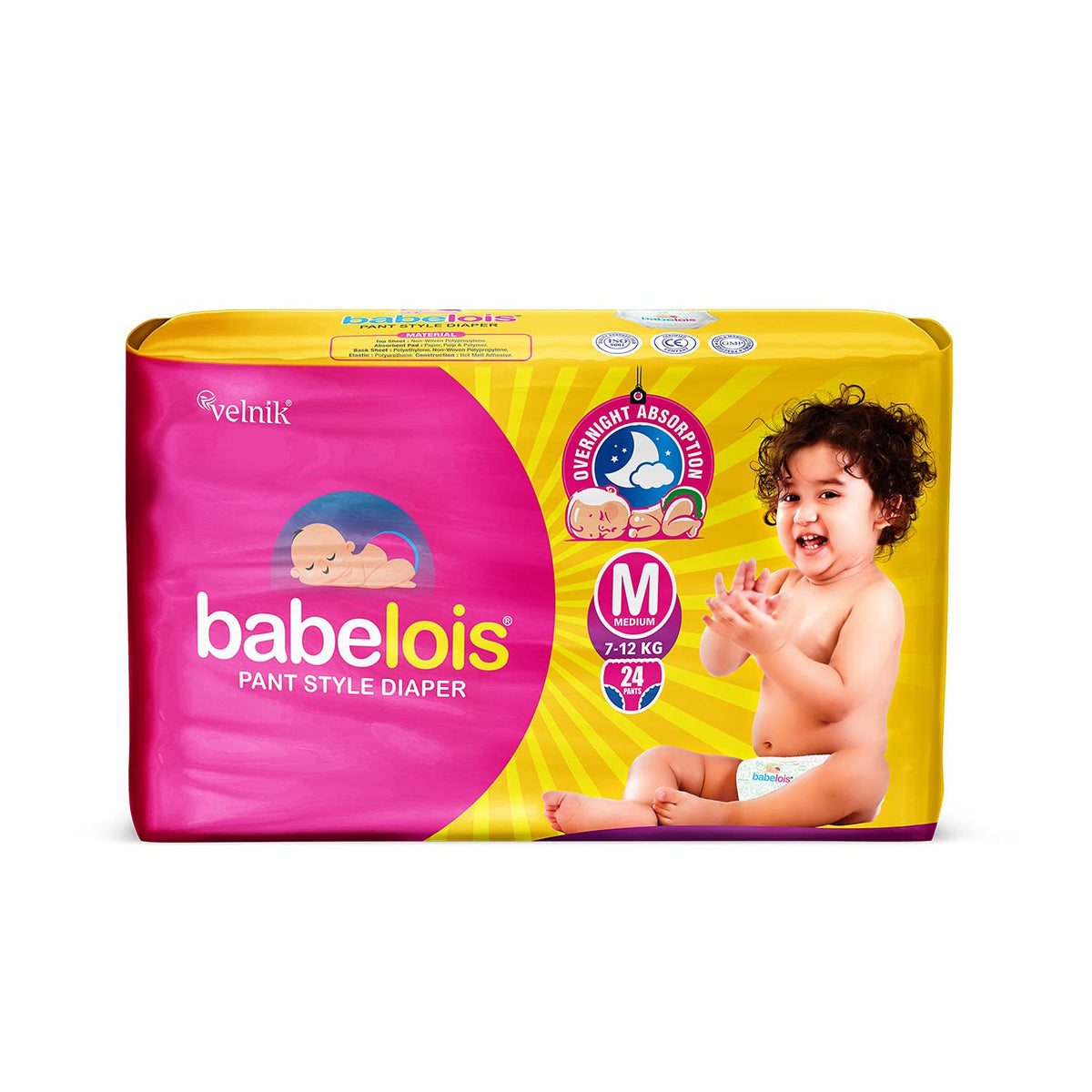 Babelois Pant Style Diapers For Babies| New Baby Diapers With Cottony Soft Advance Gel Technology | Overnight Absorption (M, 24,