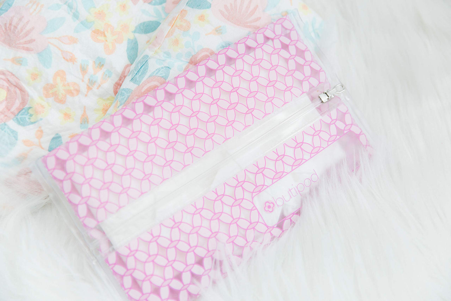 Butipods Reusable Stay Moist Wet Wipe Pouch | Slim Case Travel Holder | Great For Hand And Face Wipes | Set Of 2 (Blush Pink Til