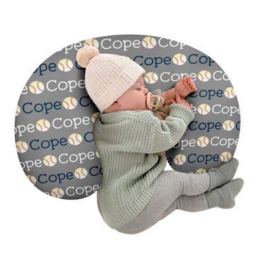 Rucekia Baby Nursing Pillow Cover - Personalized Name Baseball Theme Breastfeeding U-Shaped for Bottle Feeding, Ultra Soft Comfo