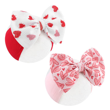 Oneninedream Valentines Bows For Baby Girls 6'' Large Nylon Headband Handmade Hairbands With Bows Red Light Pink Heart Valentine