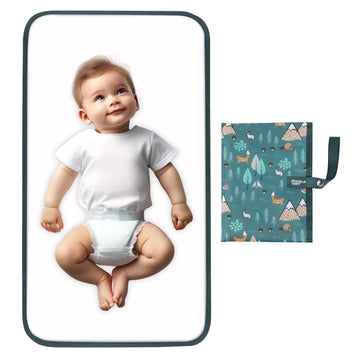 Portable Diaper Changing Pad For Baby - Waterproof Compact Changing Mat With Wrist Strap - Wipeable Travel Changing Pad For Diap