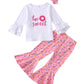 Newborn Baby Girls Pink Striped Tutu Dress First Birthday Skirt Outfits Casual Donut Print Girls Clothes Headband 2Pcs Set (U-Tw