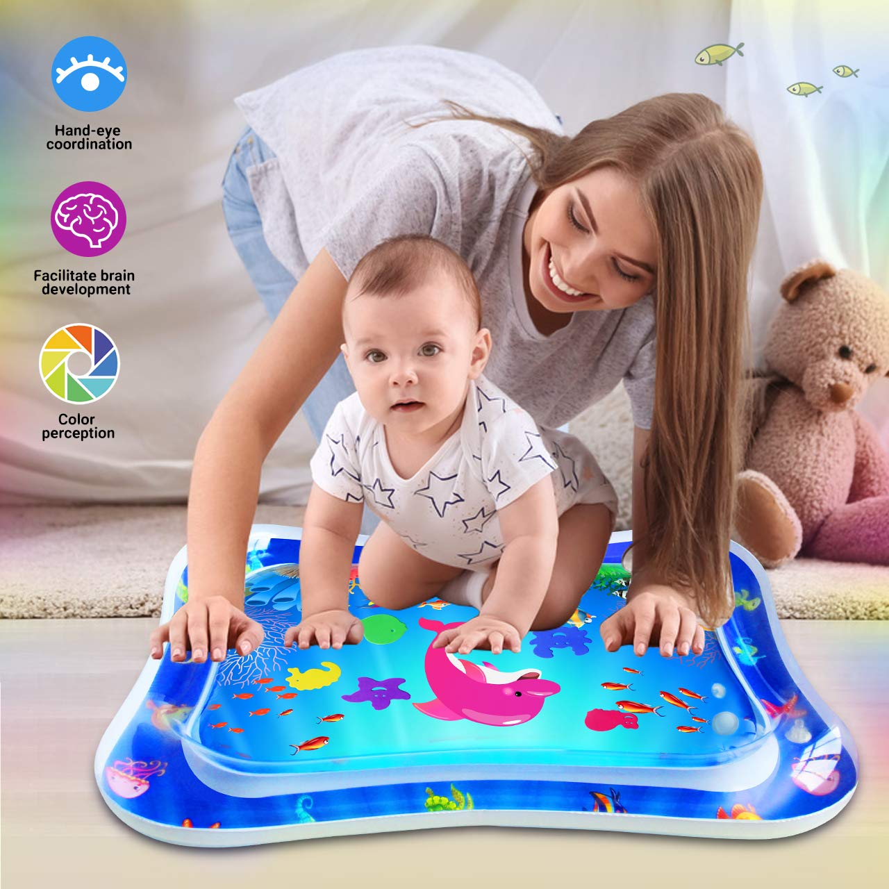 Zmlm Baby Tummy-Time Water Mat - Infant Water Play Mat Water Playmat Sensory Pad Baby Stuff For 3 6 9 12 Months Newborn Toddler