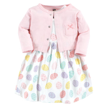 Hudson Baby Baby Girls Hudson Infant Girl Cotton And Cardigan Set, Easter Eggs, 0-3 Months Casual Dress, Easter Eggs, Months Us