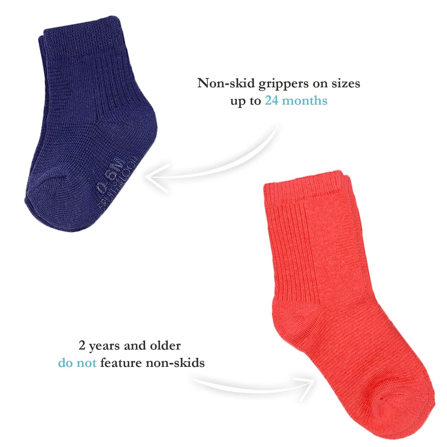 Fruit Of The Loom Baby 14-Pack Grow & Fit Flex Zones Cotton Stretch Socks - Unisex, Girls, Boys (12-24 Months, Blue)