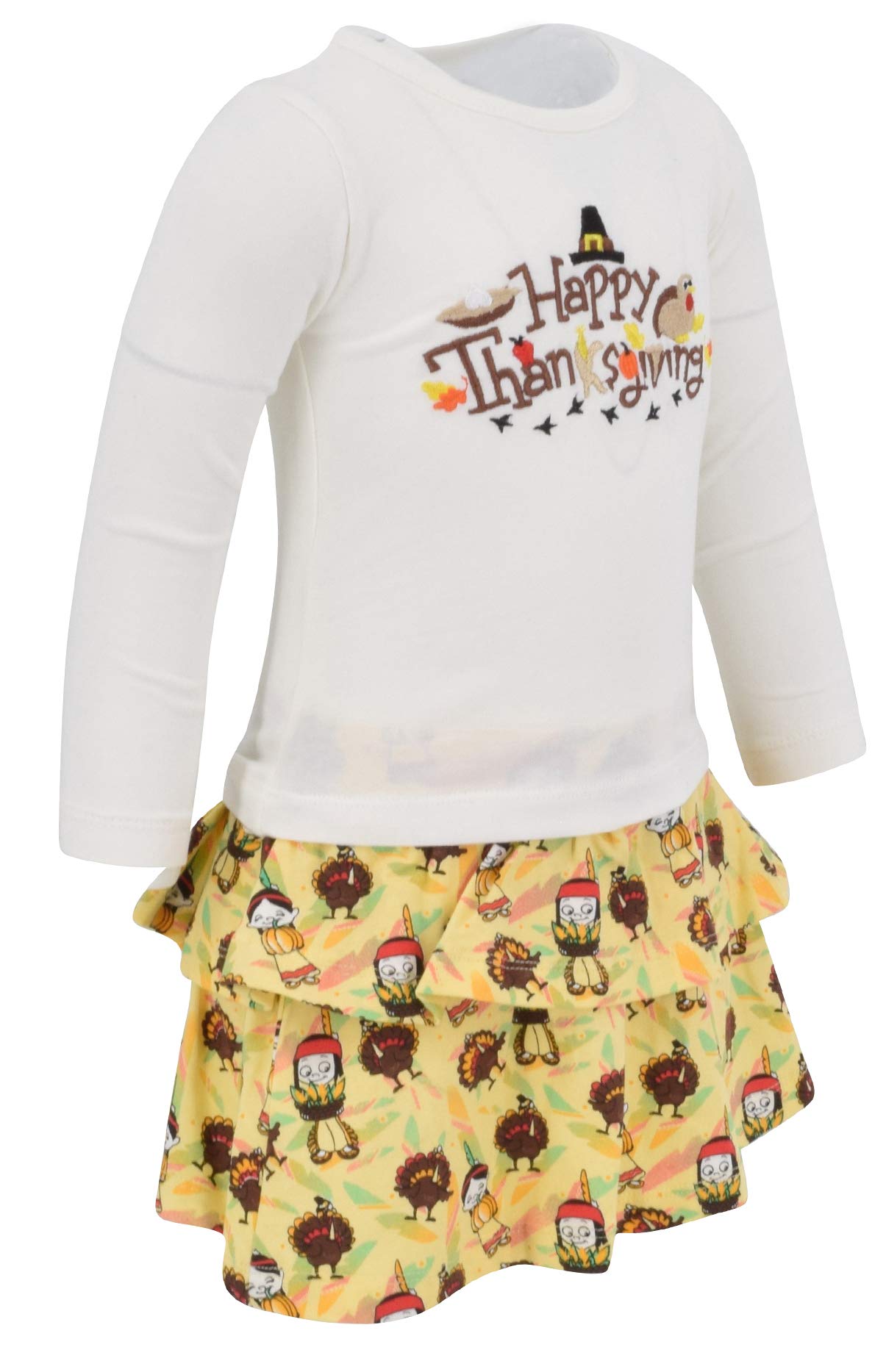 Unique Baby Girls Happy Thanksgiving Layered Skirt Shirt Fall Dress Outfit (4T)